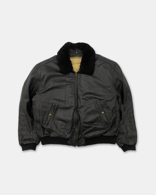 Levis 1980s Padded Leather Flightjacket Black