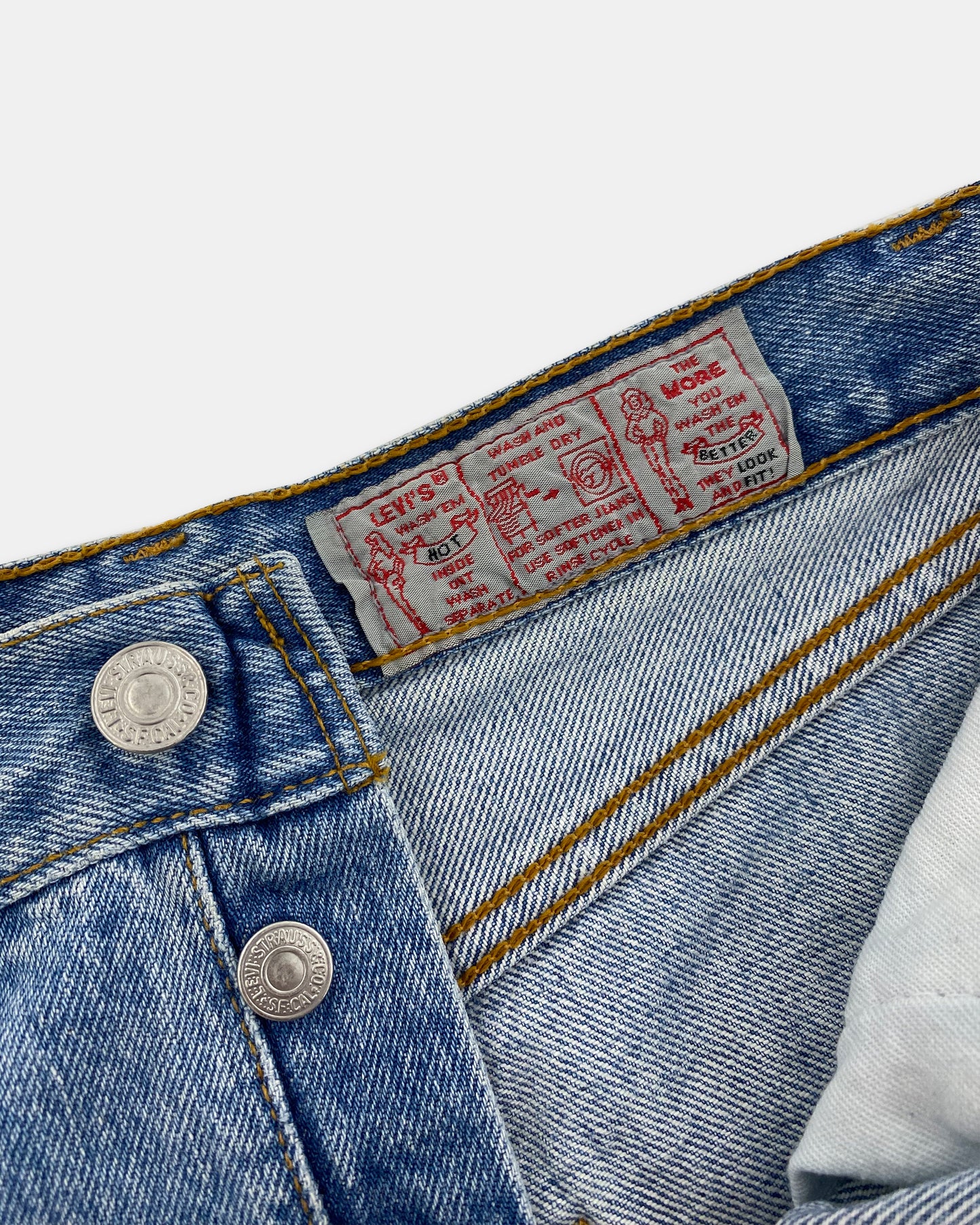 Levis 1990s 901 USA Denim Shorts Light Blue