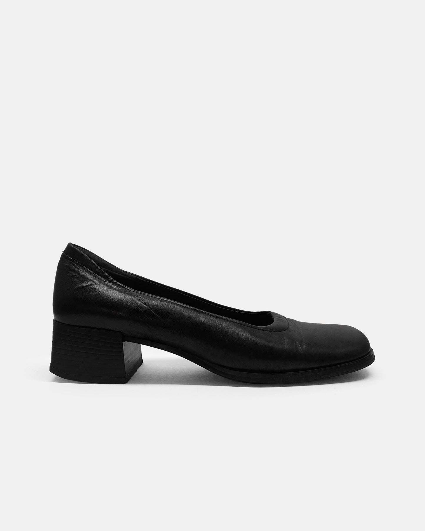 Sanfrediano 1990s Leather Square Toe Heels Black