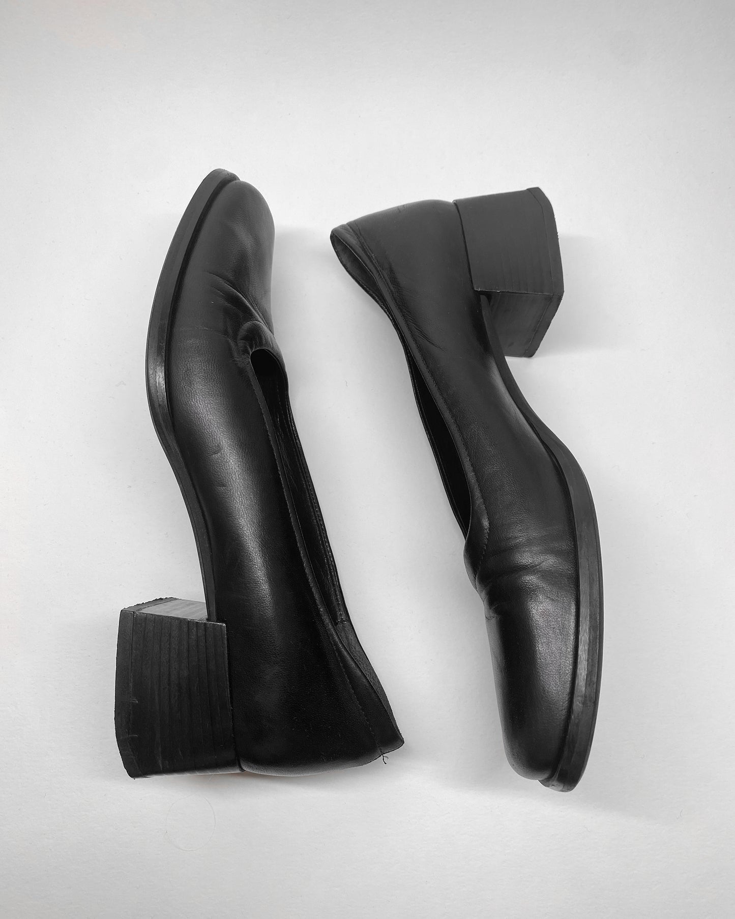 Sanfrediano 1990s Leather Square Toe Heels Black