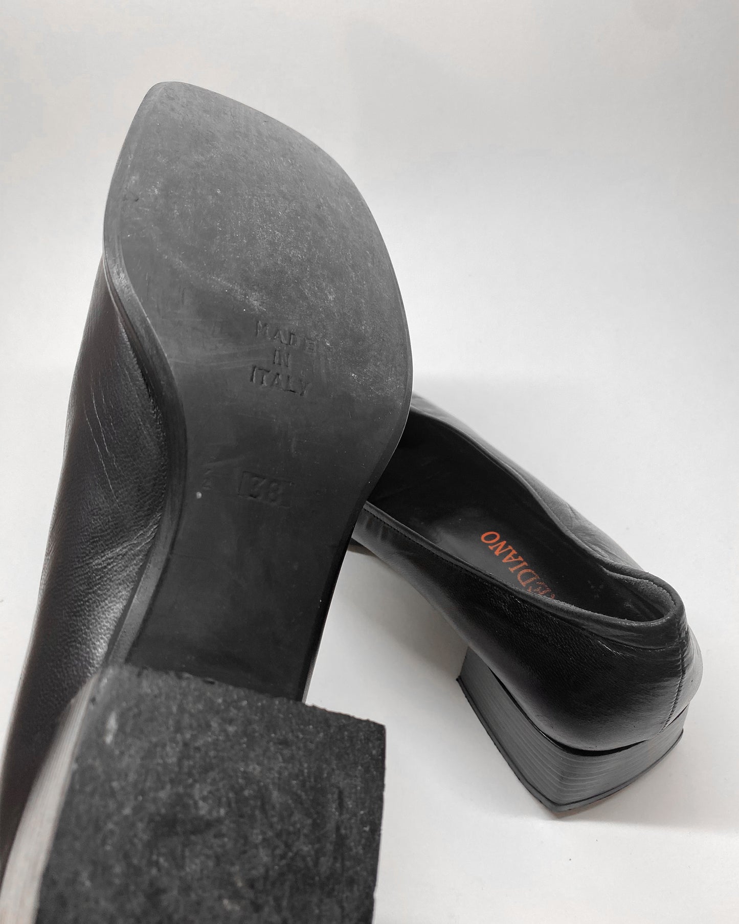 Sanfrediano 1990s Leather Square Toe Heels Black