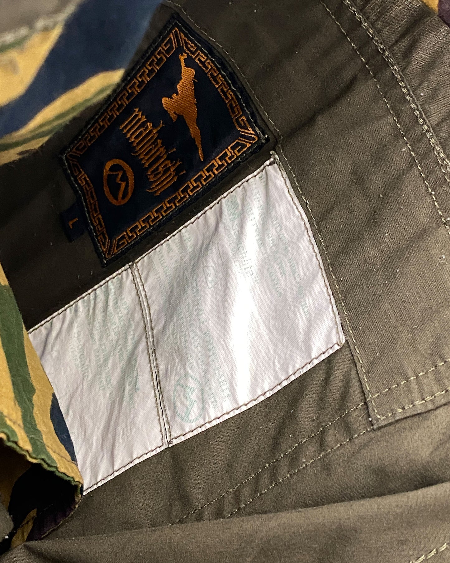 Maharishi 1990er Bestickte Mantis Snopants Fallschirmhose Khaki Grün 