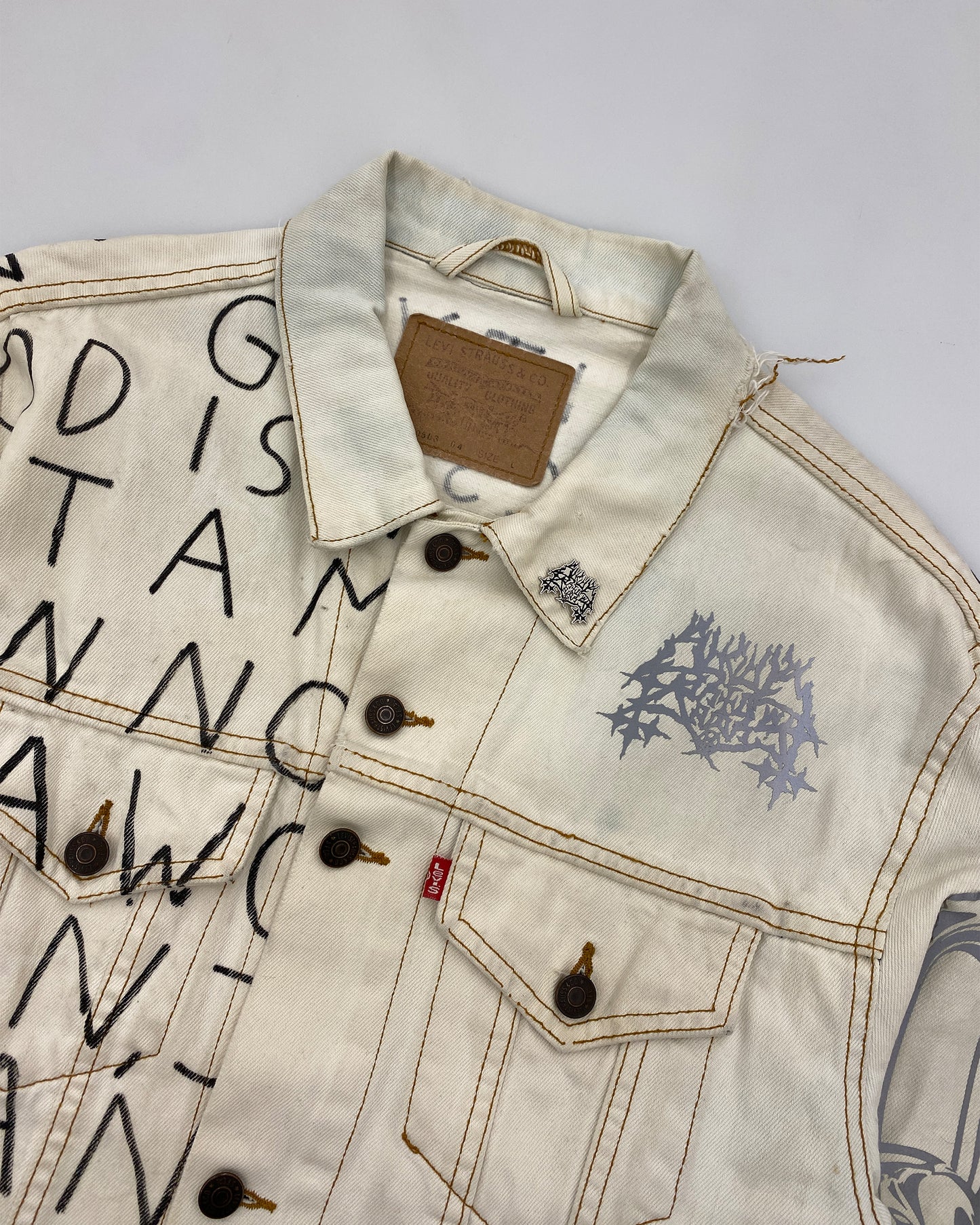 Sucuk & Bratwurst x Maison Hefner 2018 1of1 Printed and Handwritten Denim Jacket White