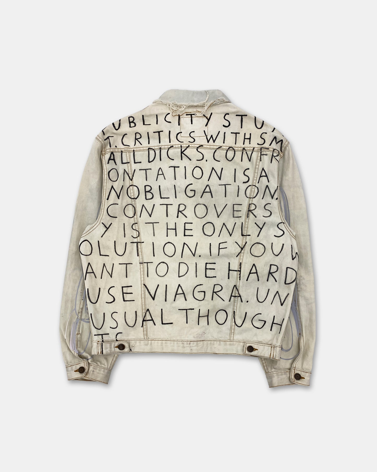 Sucuk & Bratwurst x Maison Hefner 2018 1of1 Printed and Handwritten Denim Jacket White