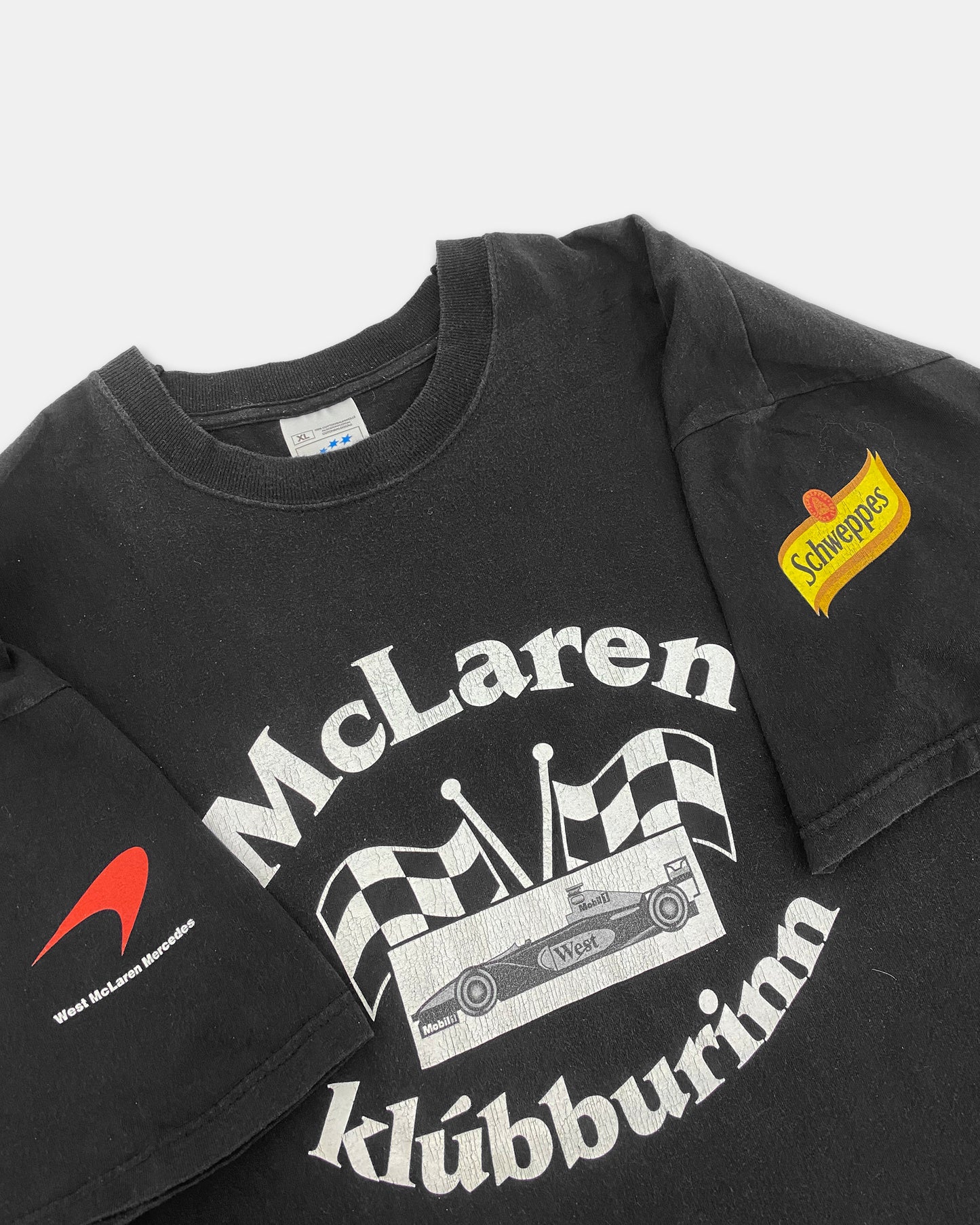 Vintage 1990s McLaren Racing Club Graphic T-Shirt Black