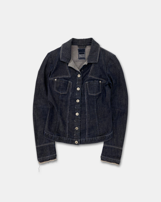 Marithé + François Girbaud 2000s Deconstructed Denim Top Jacket Dark Blue