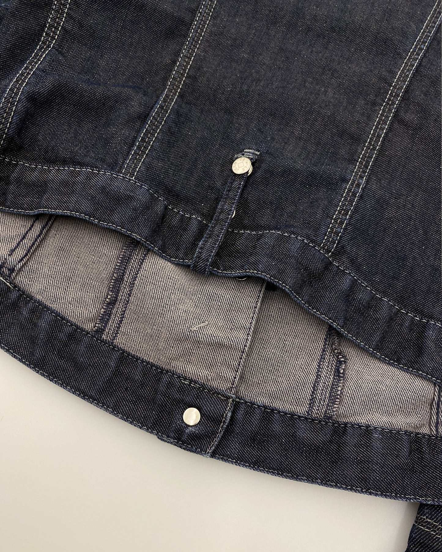 Marithé + François Girbaud 2000s Deconstructed Denim Top Jacket Dark Blue