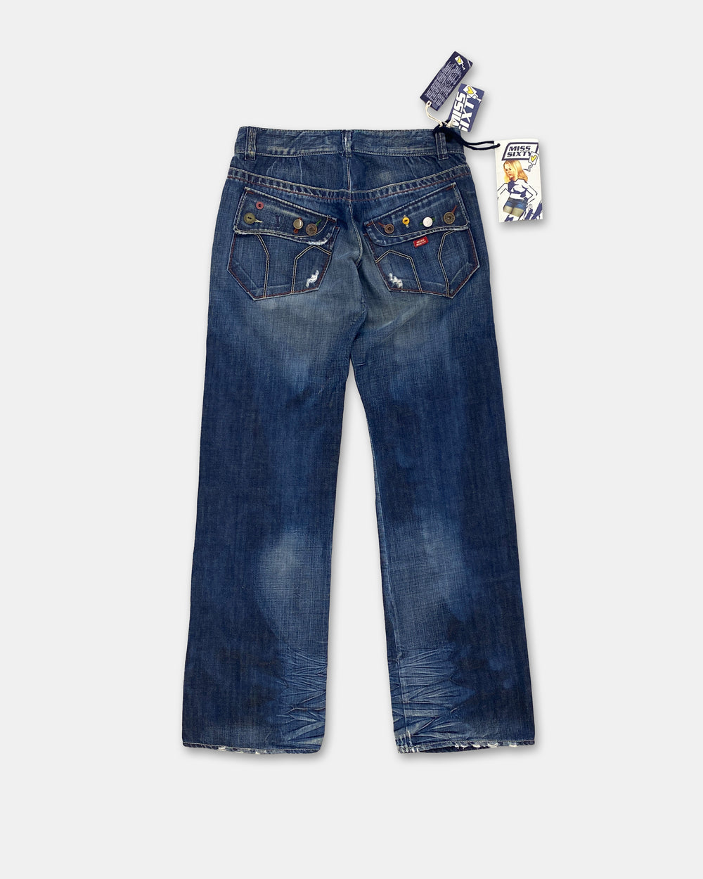 Miss Sixty 2000s Jeansblau mit mehreren Knöpfen und Gesäßtasche 