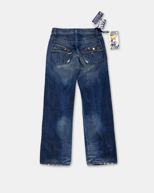 Miss Sixty 2000s Jeansblau mit mehreren Knöpfen und Gesäßtasche 