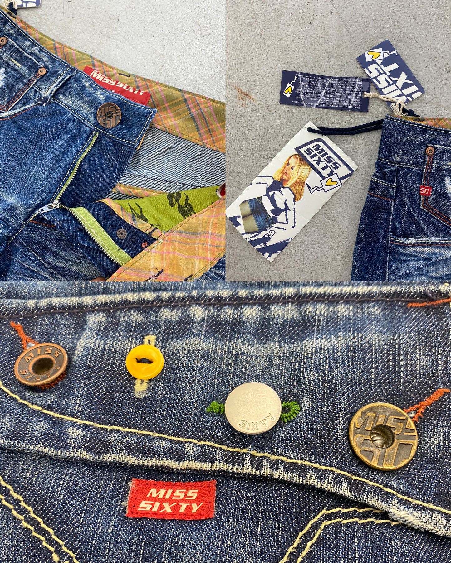 Miss Sixty 2000s Jeansblau mit mehreren Knöpfen und Gesäßtasche 