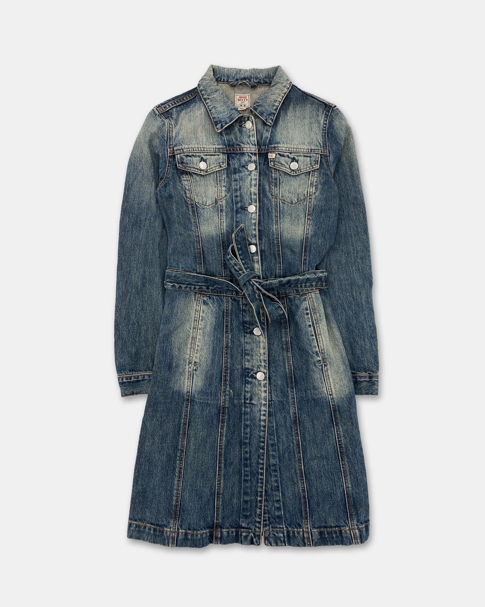 Miss Sixty 2000s Denim Coat Dress Dirty Blue