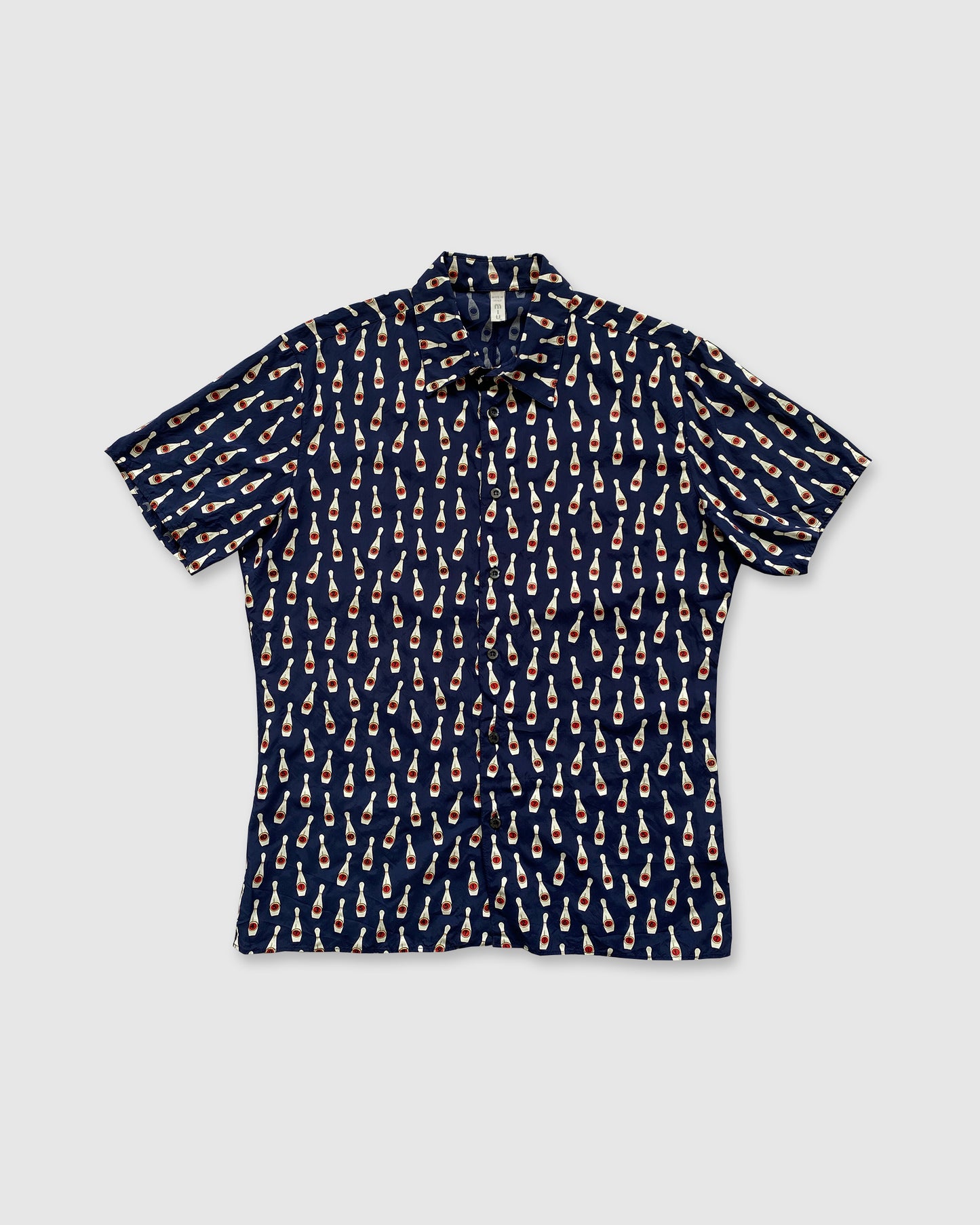 Miu Miu SS2000 Bowling Pin Shirt Navy