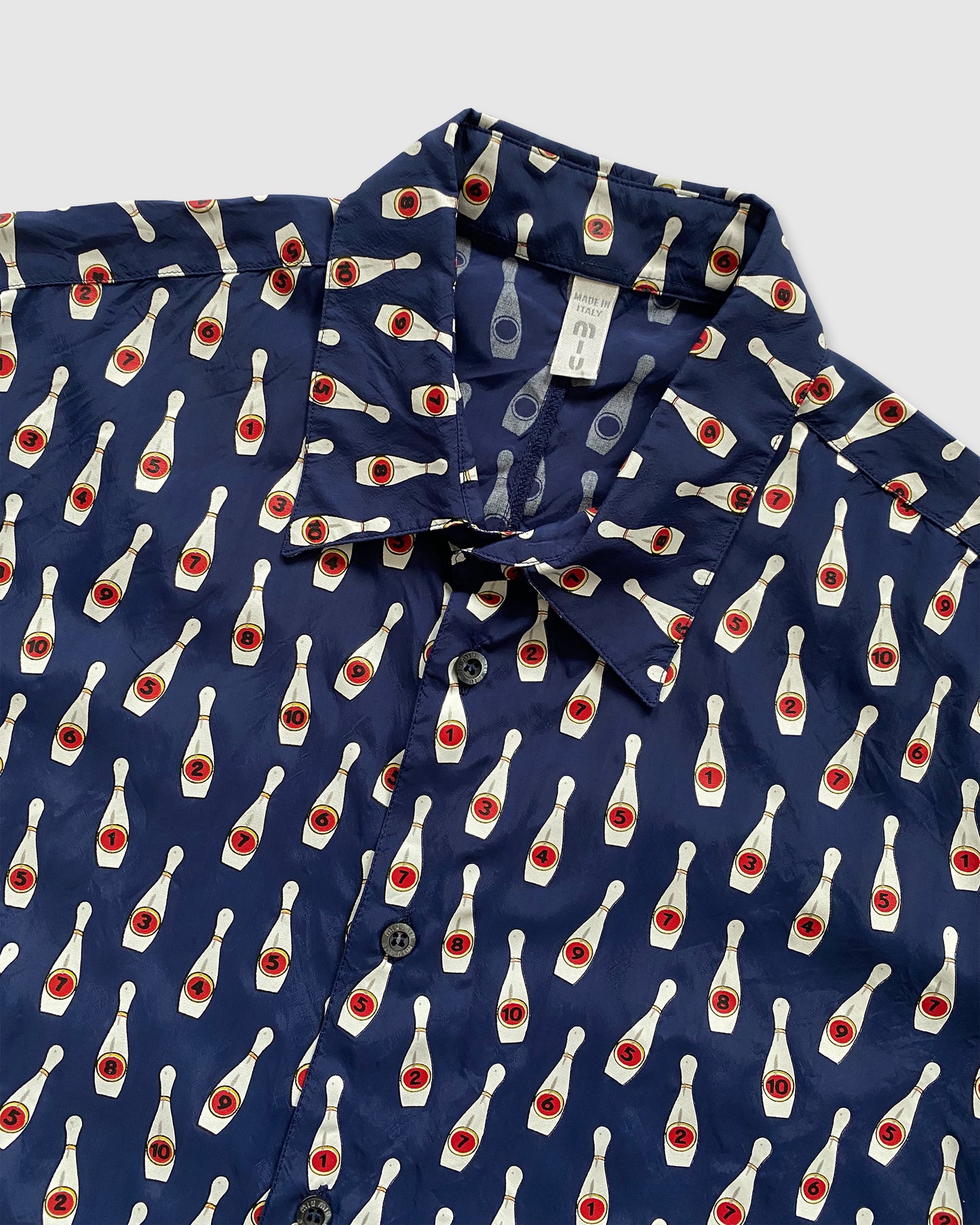 Miu Miu SS2000 Bowling Pin Shirt Navy