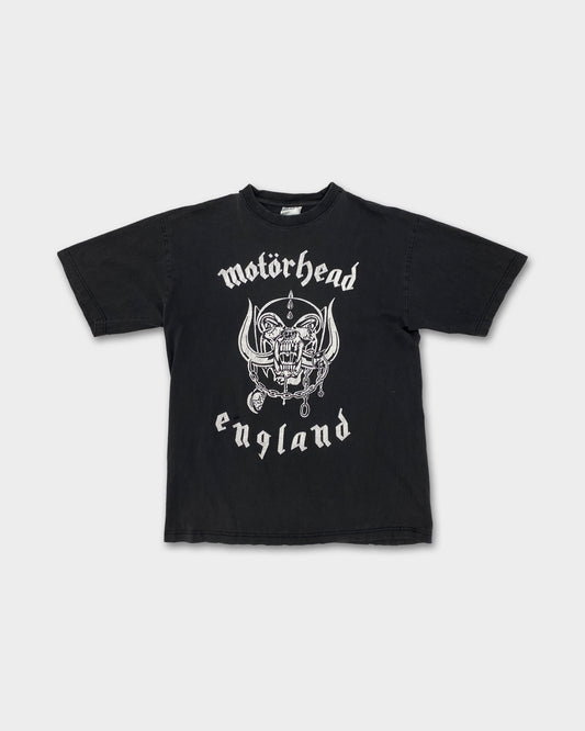 Vintage 1990er Motörhead England Band T-Shirt verblasst schwarz 