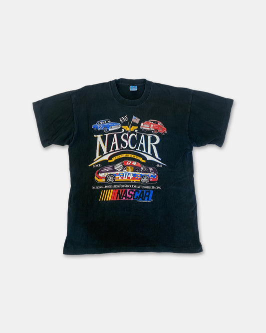 Vintage 1990er Nascar Grafik Auto Single Stitch T-Shirt Schwarz 