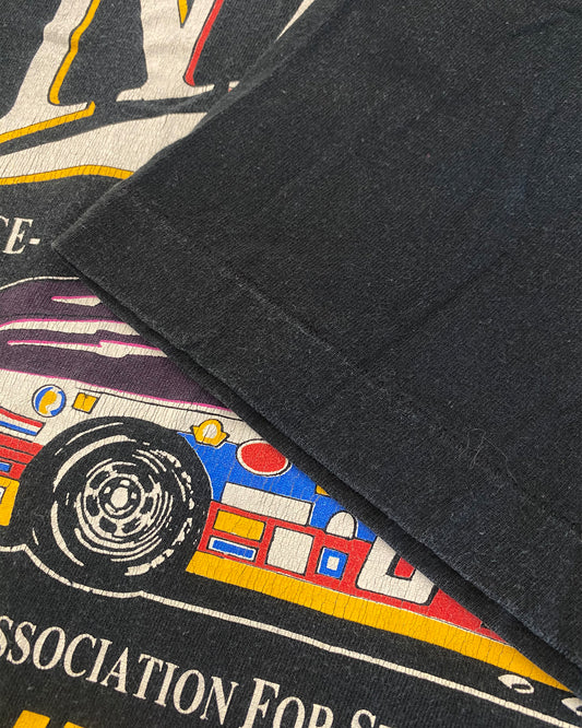 Vintage 1990er Nascar Grafik Auto Single Stitch T-Shirt Schwarz 