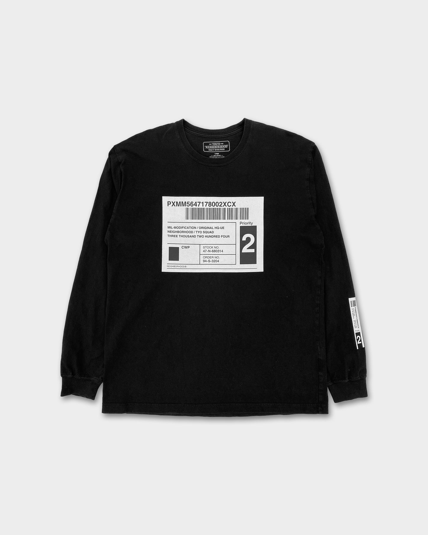 Neighborhood 2020s Barcode Longsleeve T-Shirt Black