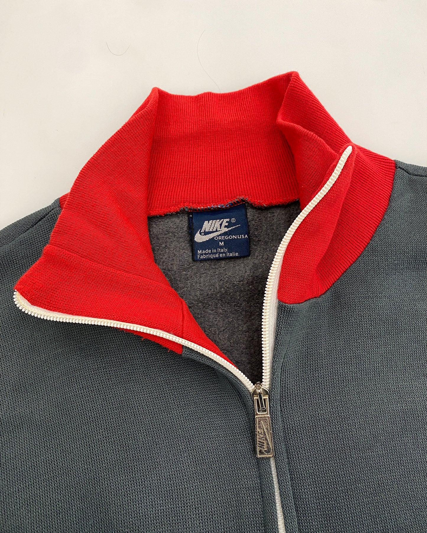 Nike 1980s Made in Italy Sweater Zip Jacket Red Grey