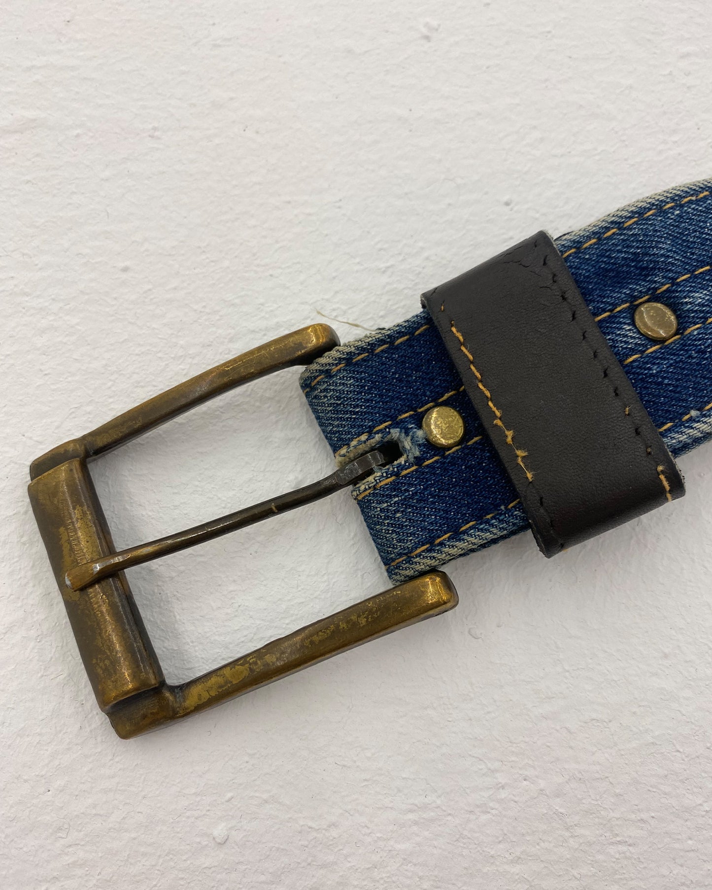 Levis 2000s Orange Tab Denim Belt Blue