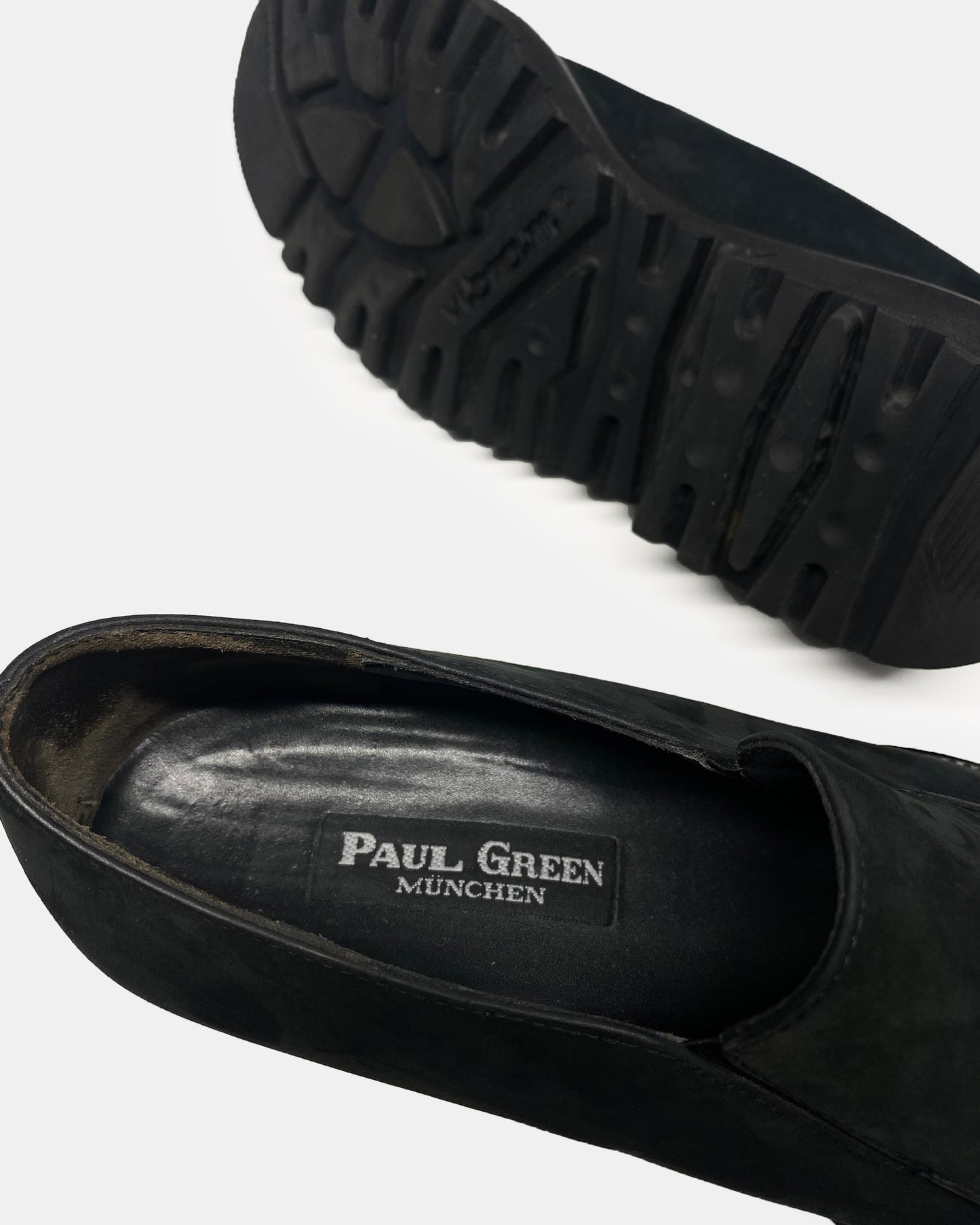 Paul Green München 2000s Suede Leather Vibram Loafer Black