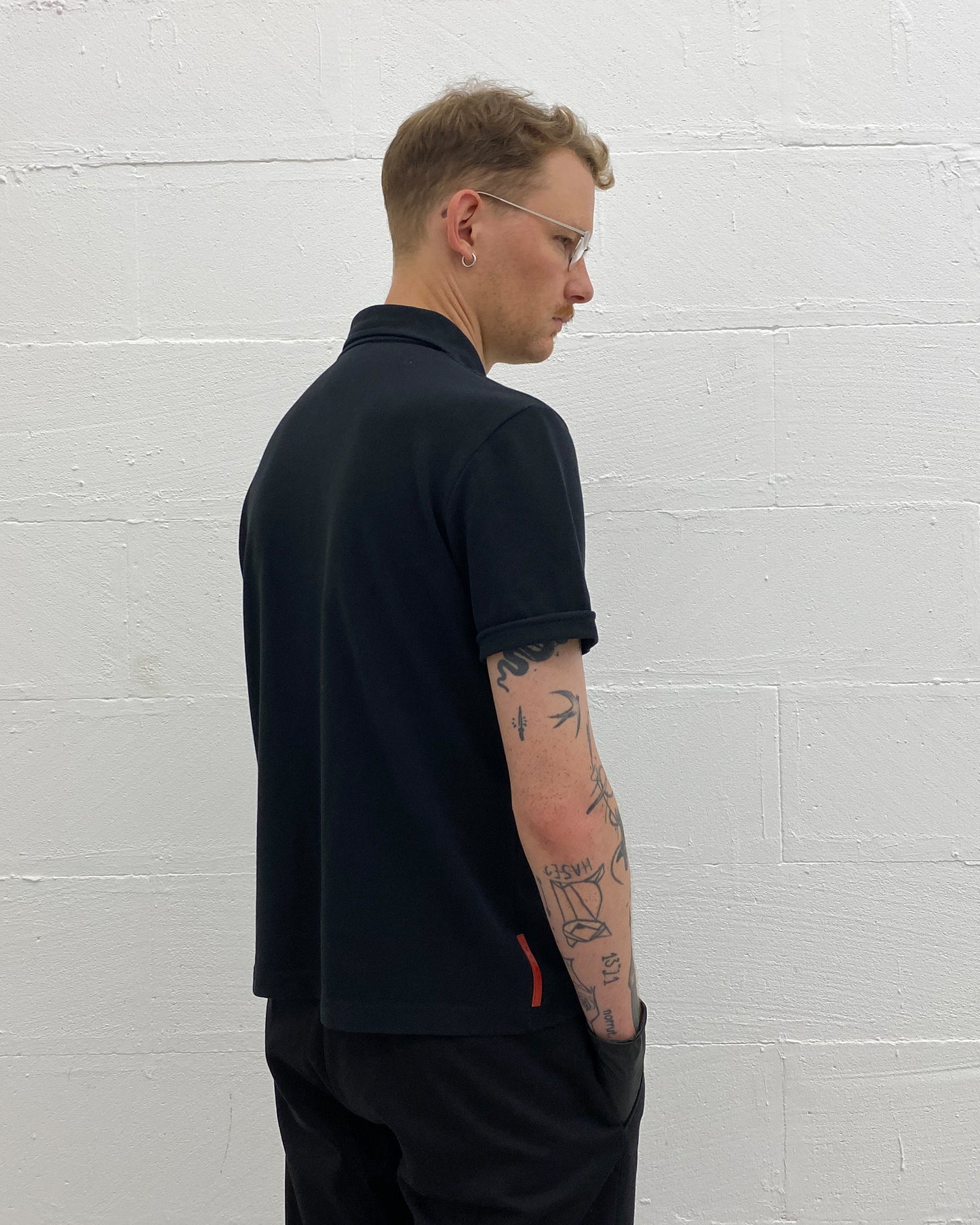 Prada SS2006 Zip Piqué Polo Shirt Black