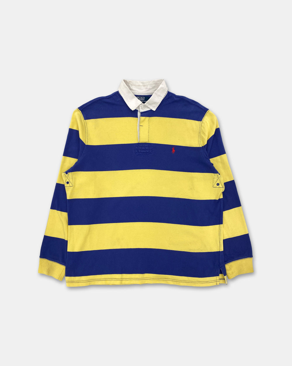 Polo by Ralph Lauren 1990s Striped Polo Shirt Blue Yellow