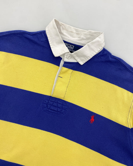 Polo by Ralph Lauren 1990s Striped Polo Shirt Blue Yellow