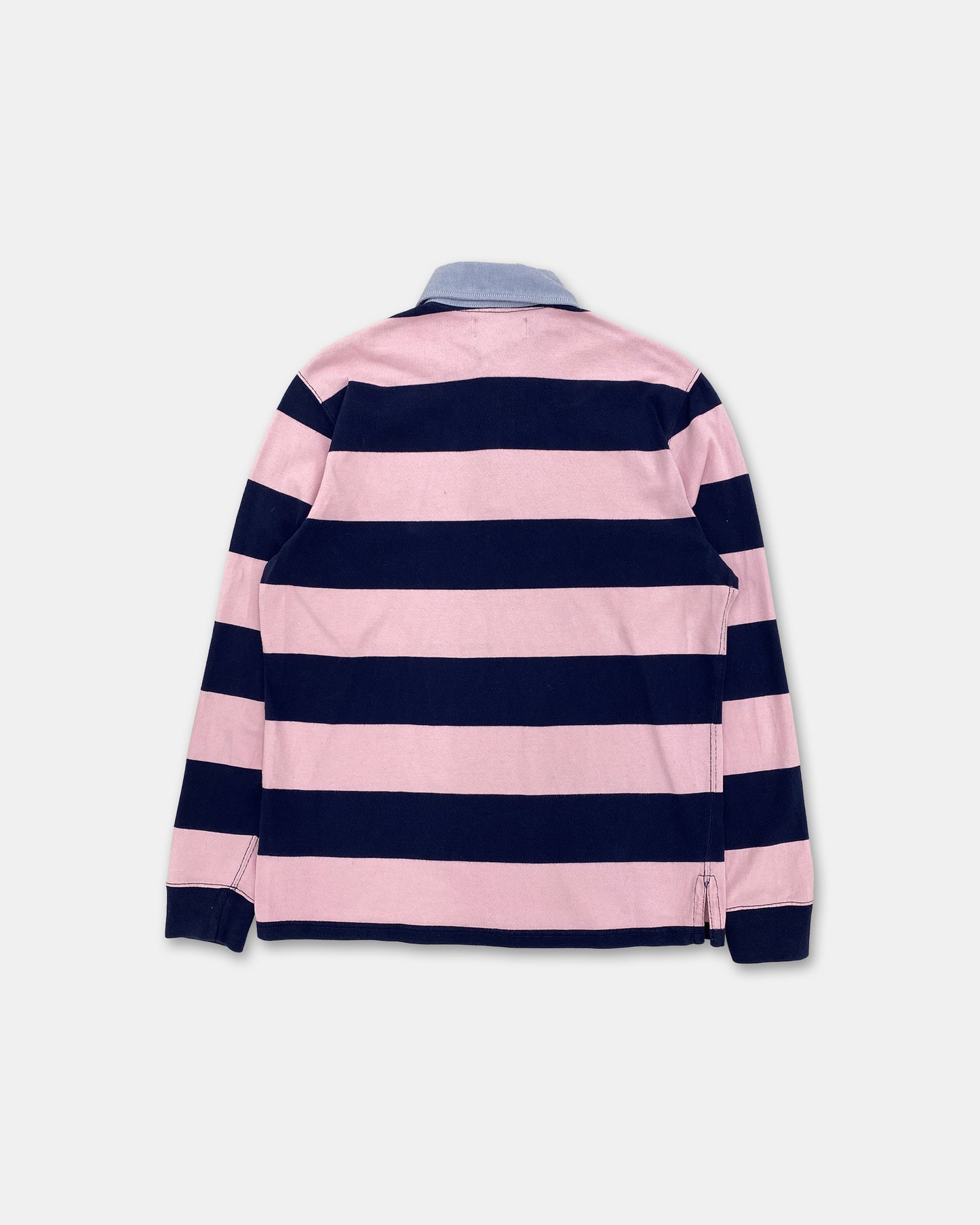 Polo by Ralph Lauren 1990s Striped Polo Shirt Navy Pink