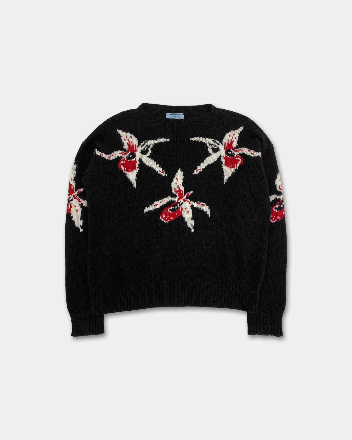 Prada AW2017 Blumenstrickpullover Schwarz 