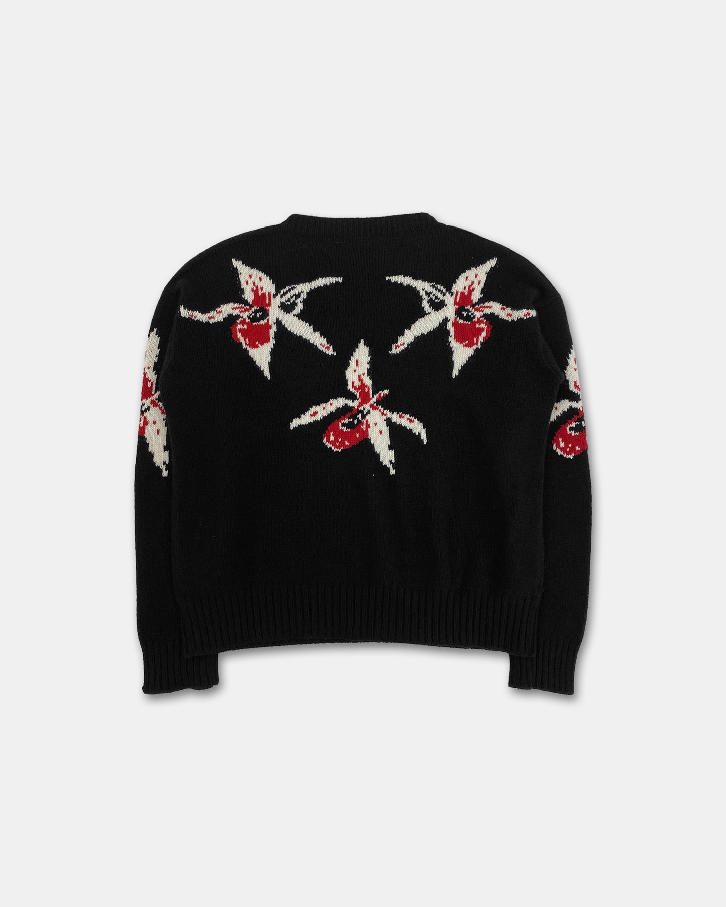 Prada AW2017 Blumenstrickpullover Schwarz 