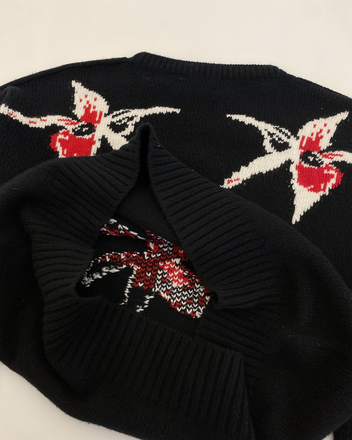 Prada AW2017 Floral Knit Sweater Black