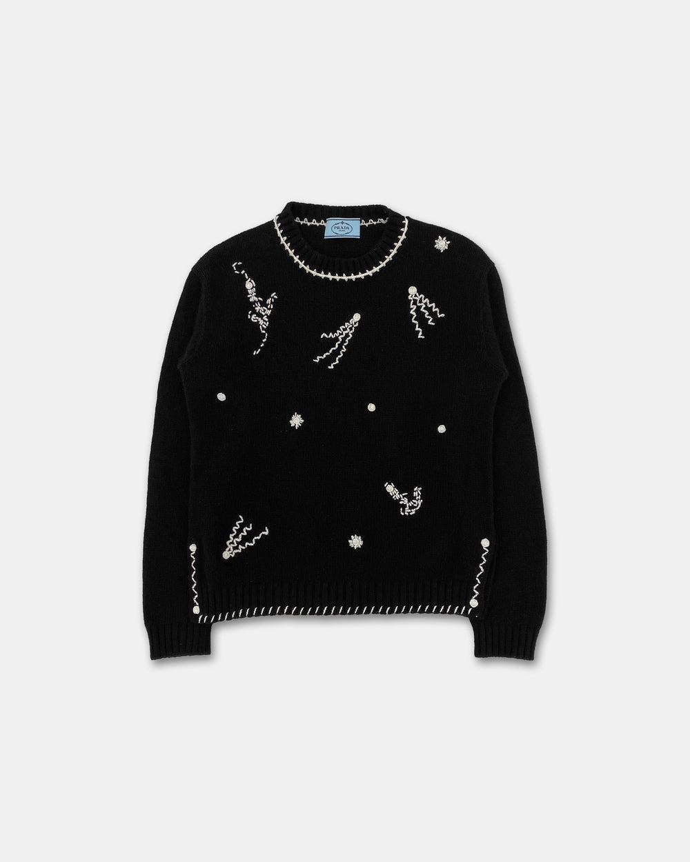 Prada AW2016 Sterne Kaschmir Strickpullover Schwarz 