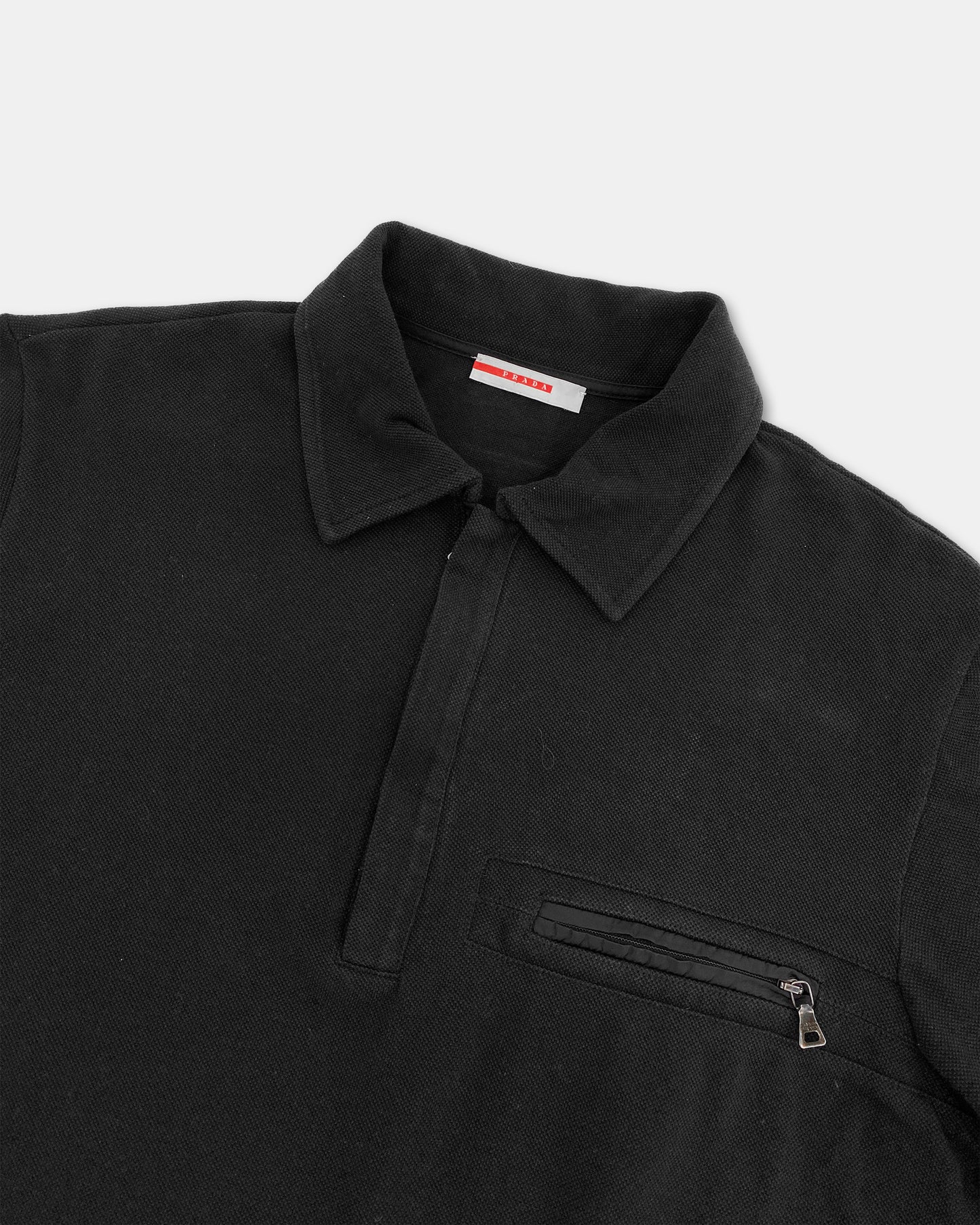 Prada SS2006 Piqué-Poloshirt mit Reißverschluss in Schwarz 