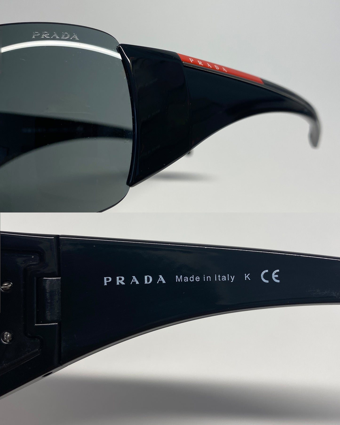 Prada 2000s Visier SPS02L Sonnenbrille Schwarz 