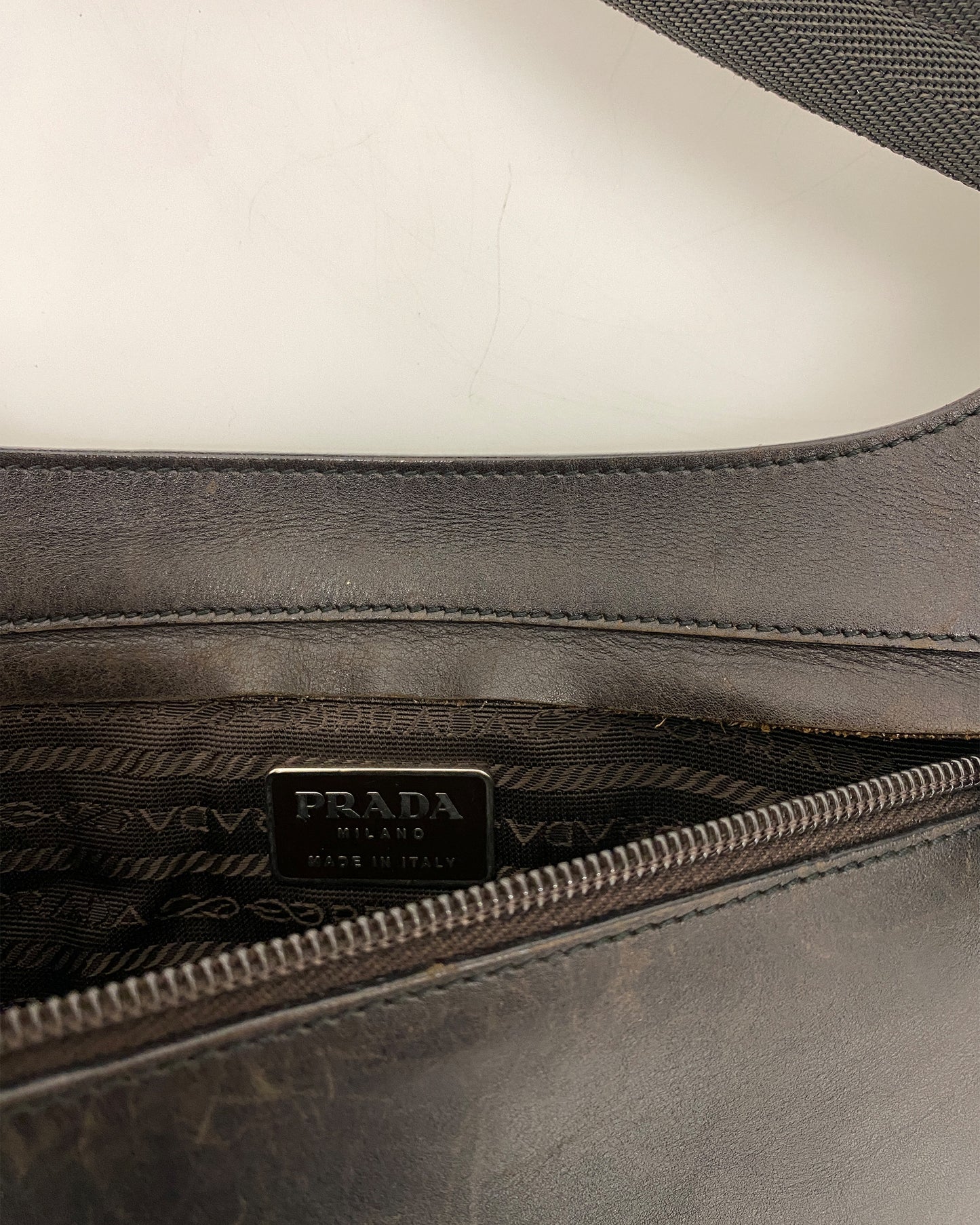 Prada SS1999 Leather Shoulder Bag Dark Brown