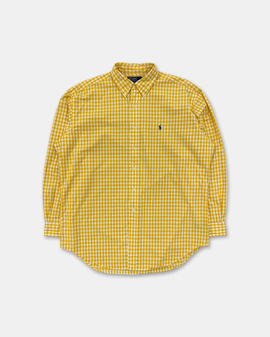 Polo von Ralph Lauren 1990er Kariertes Button-Down-Hemd Gelb 