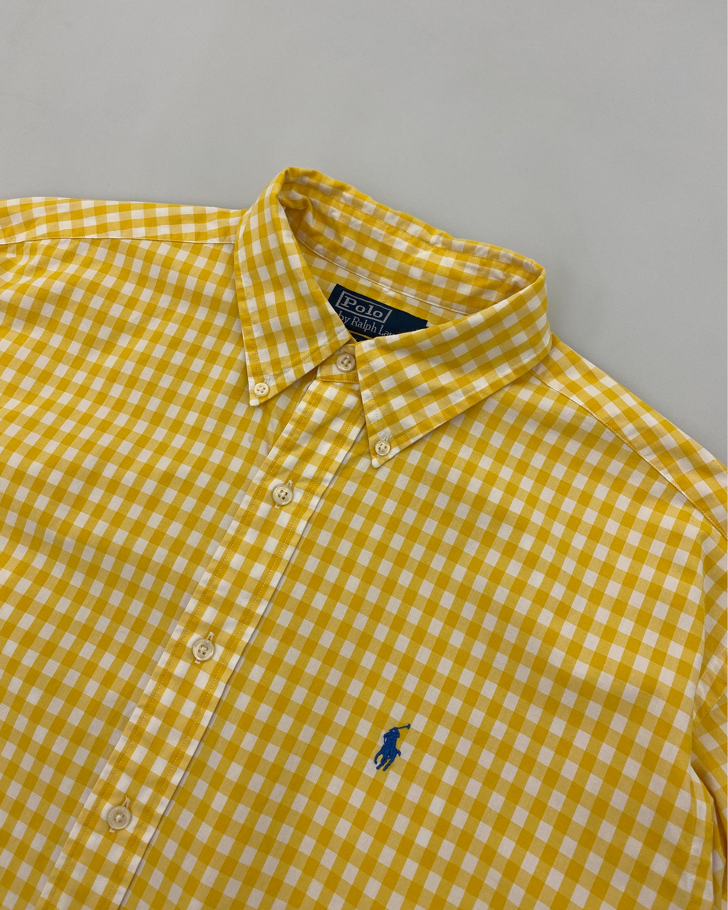 Polo von Ralph Lauren 1990er Kariertes Button-Down-Hemd Gelb 