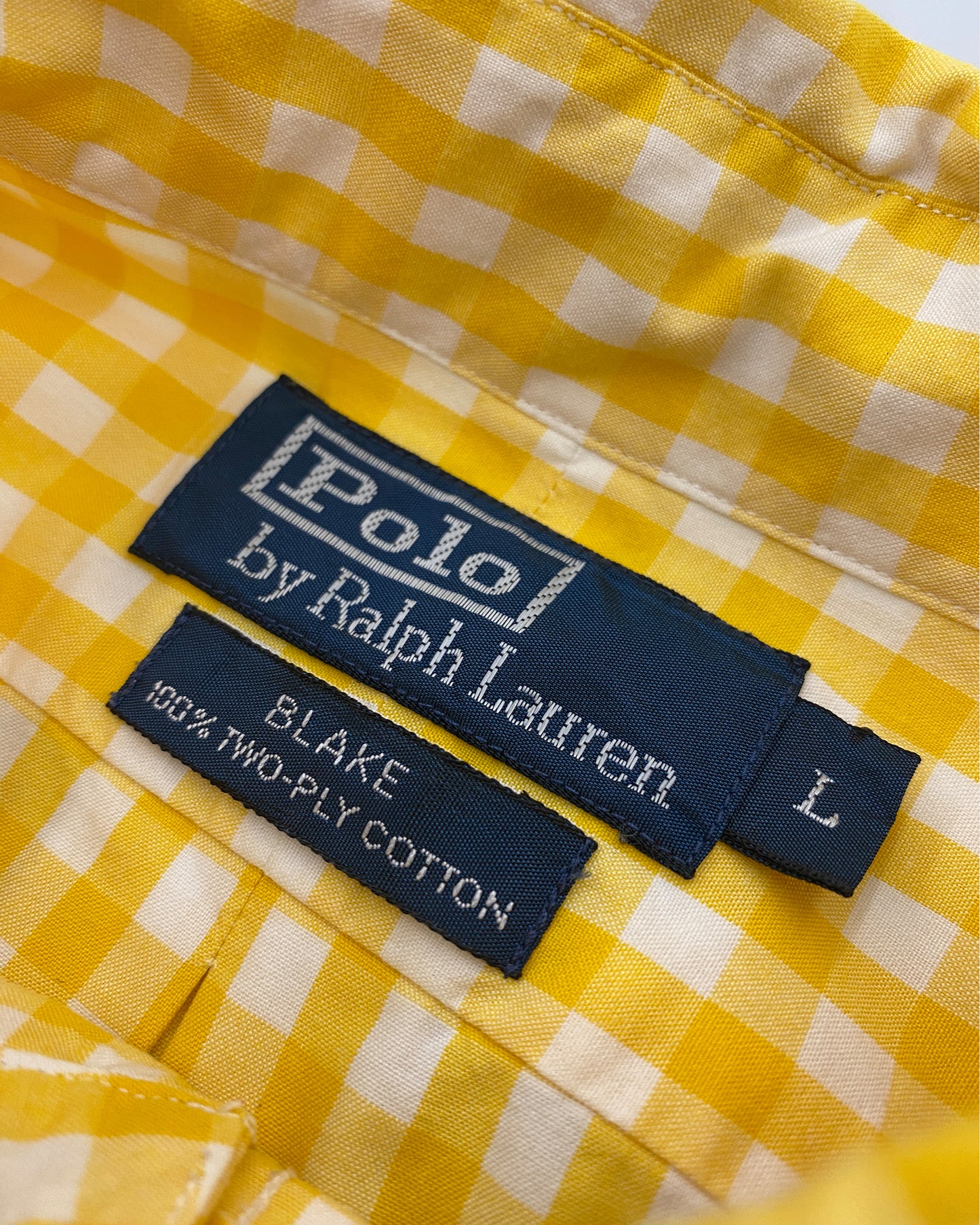 Polo von Ralph Lauren 1990er Kariertes Button-Down-Hemd Gelb 