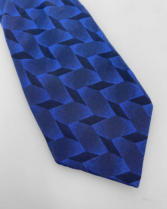 Vintage 1980s Pattern Tie Blue