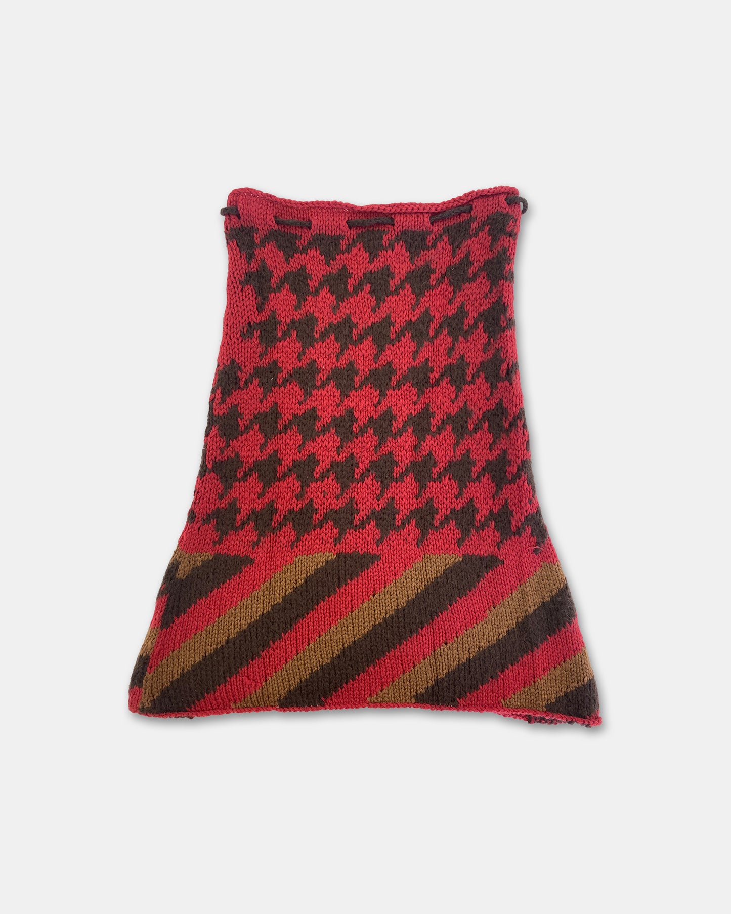 Replay 2000s Wool Rough Knit Skirt Red Brown