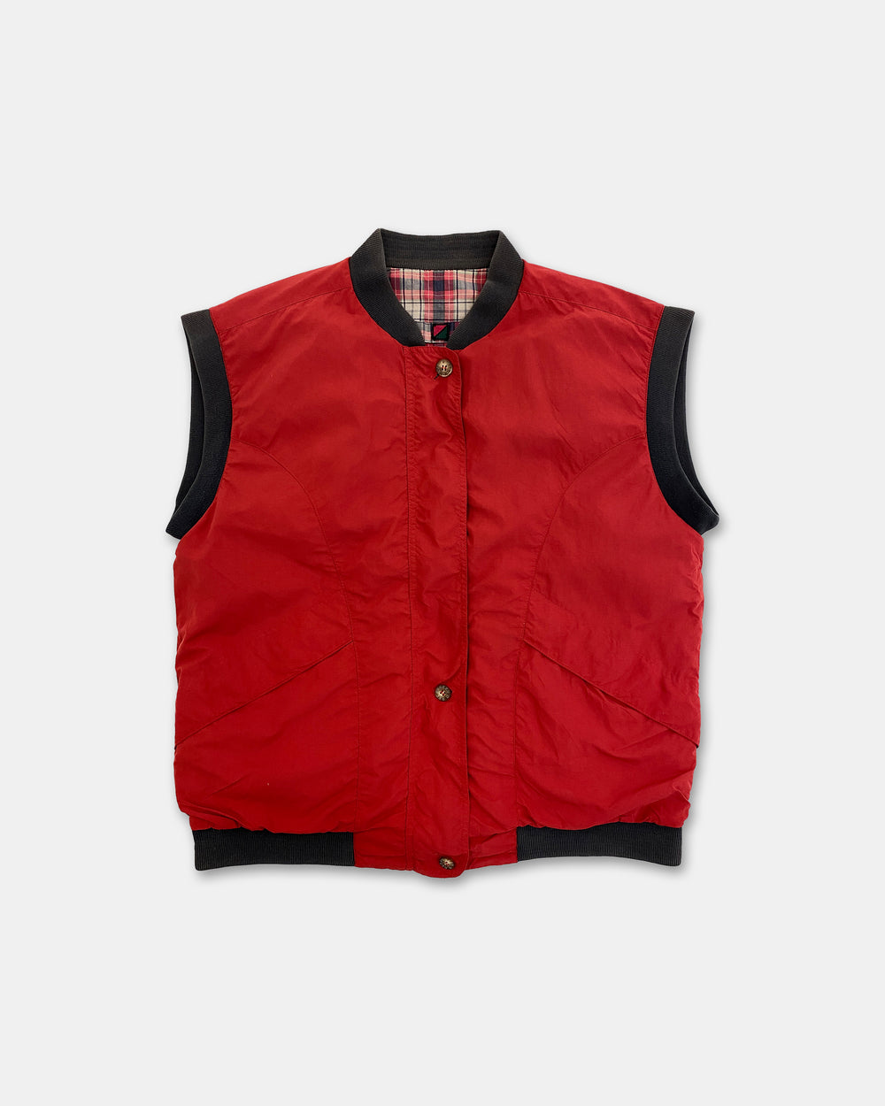 Green by Red//Green 1990s Reversible Tartan Vest Red