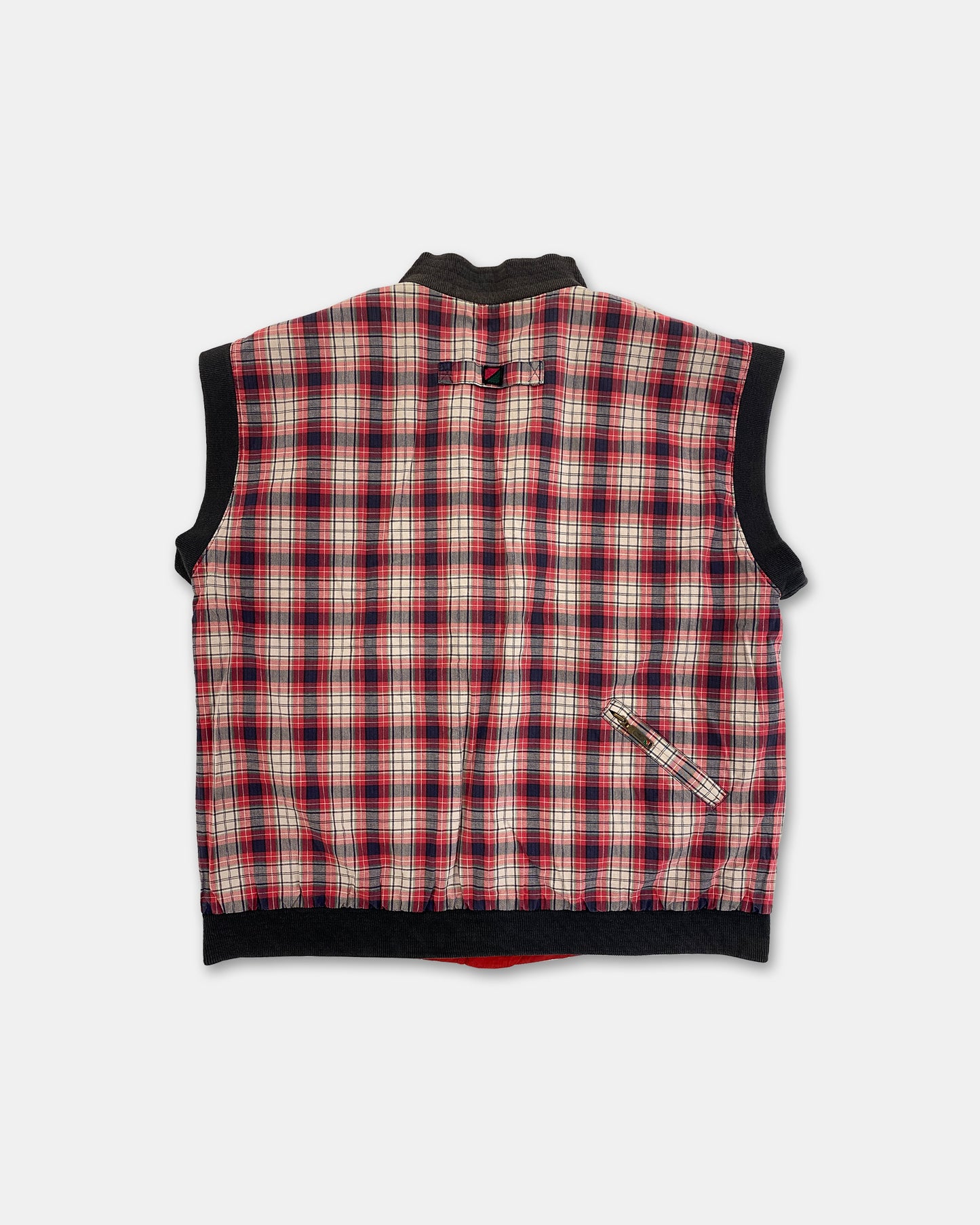 Green by Red//Green 1990s Reversible Tartan Vest Red