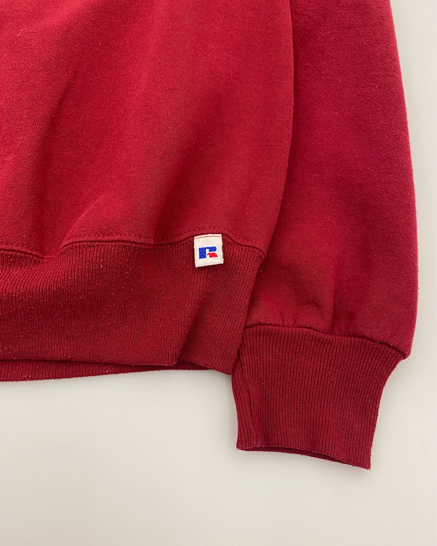 Russell Athletic 1990s Made in USA Embroidered Logo Crewneck Bordeaux