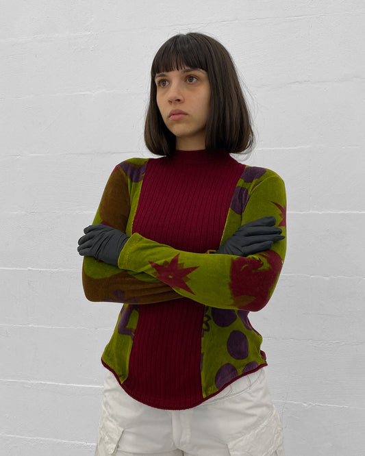 Marithé + François Girbaud 1980s Velvet Top Purple Green