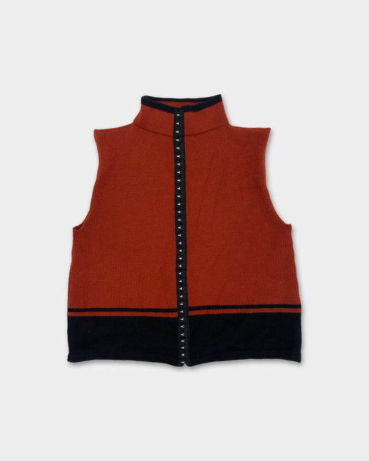 Rosa-Rosa 2000s Hook-and-Eye Closure Knit Vest Dark Red Black