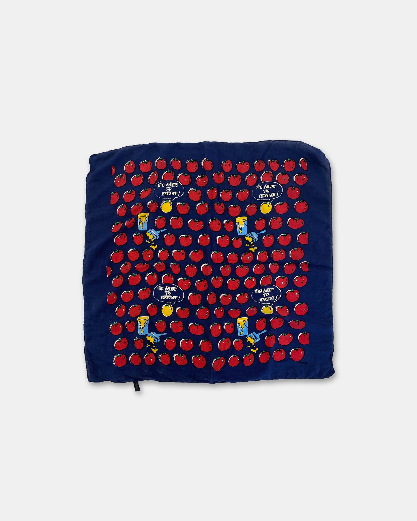 Vintage 1990s Tomato Graphic Silk Carré Navy