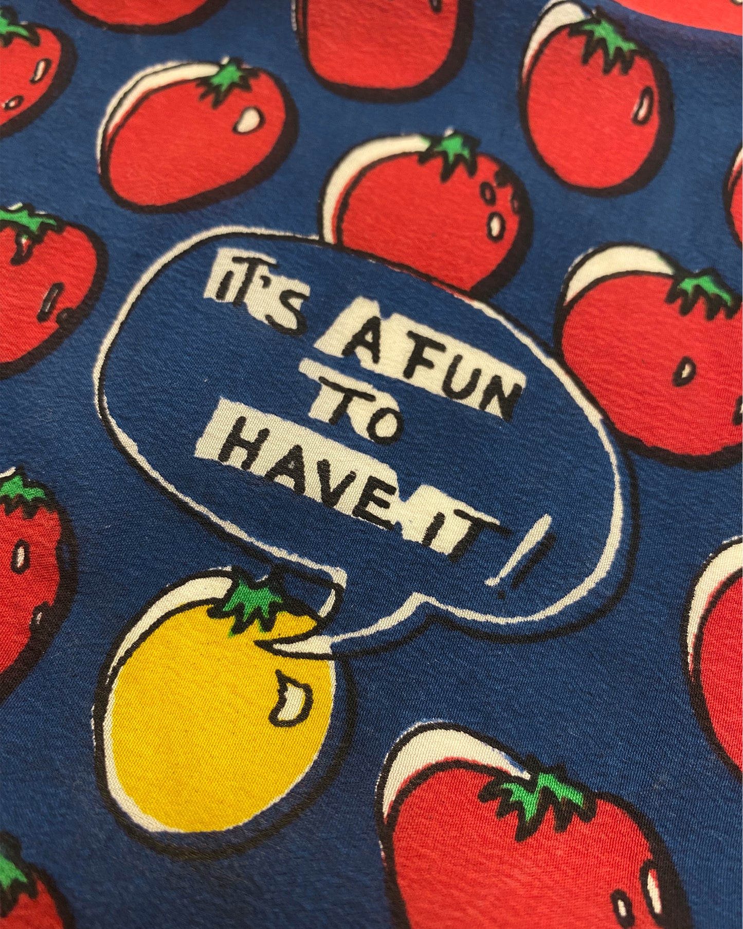 Vintage 1990s Tomato Graphic Silk Carré Navy