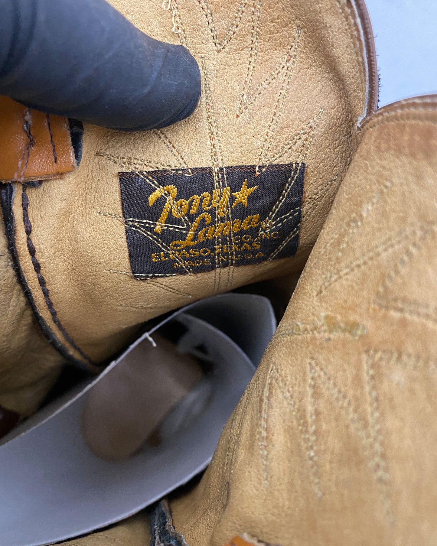 Tony Lama 1990s Two Tone Cowboy Boots Brown Lightbrown