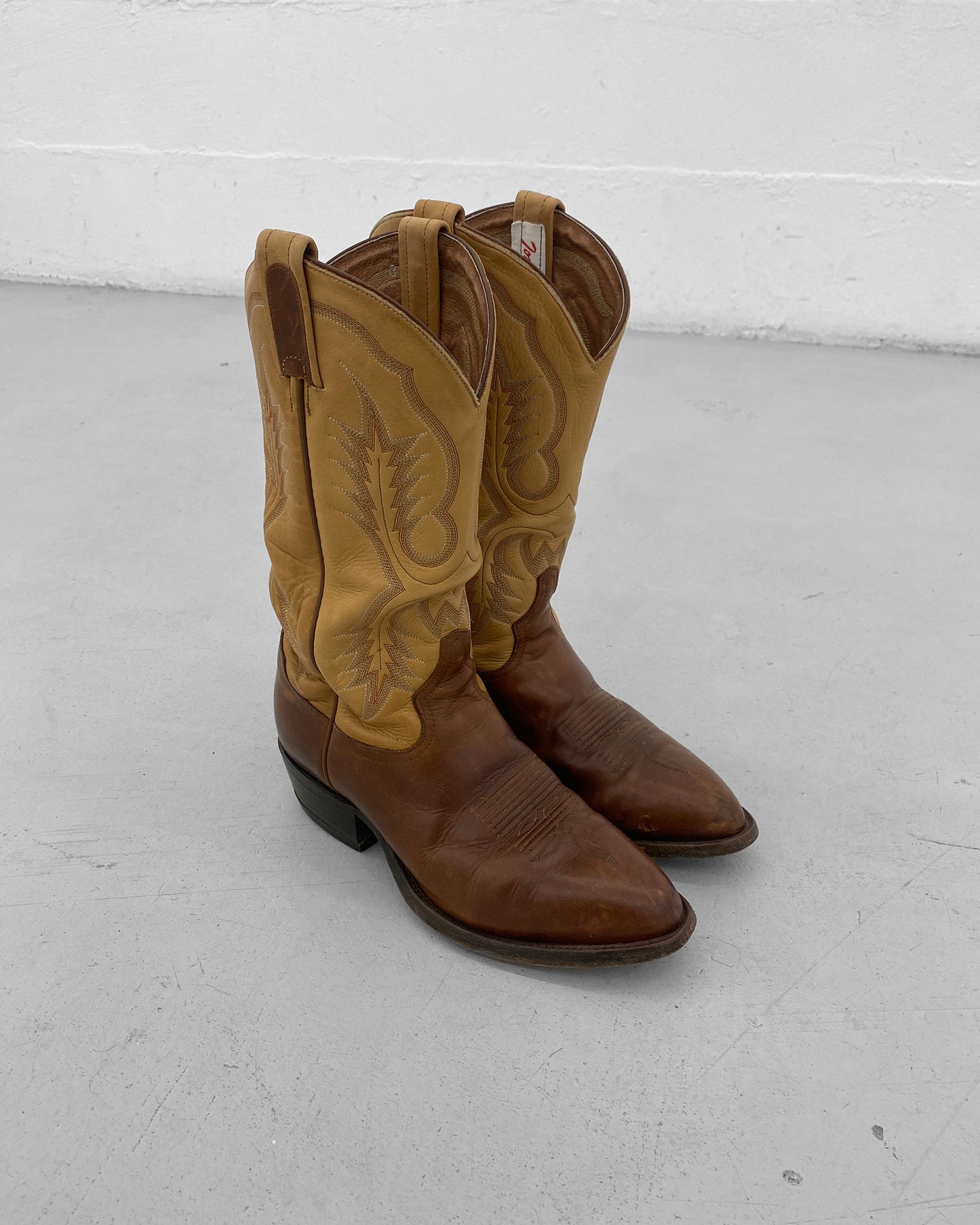 Tony Lama 2000s Zweifarbige Cowboystiefel Hellbraun 