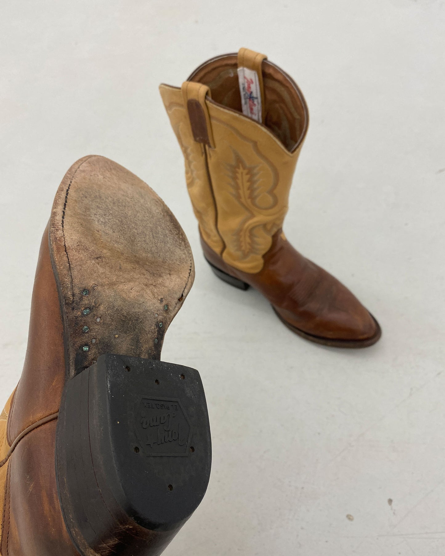 Tony Lama 2000s Zweifarbige Cowboystiefel Hellbraun 